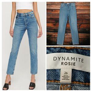 Dynamite Denim Rosie Jeans Size 26 Ultra High Rise Button Fly Slim Leg